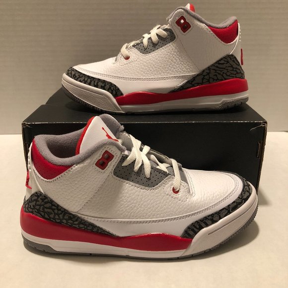 Jordan Kids Sneakers White Red Black - Picture 1 of 5